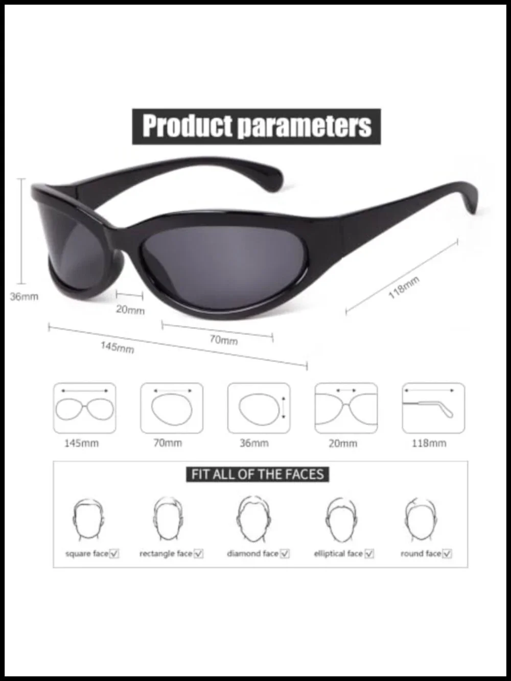 Wraparound Shield Sunglasses with UV400 Protection